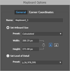 Mapboard Options window with General tab active Mapboard Options window with General tab active