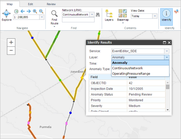 Selecting a different layer to identify Selecting a different layer to identify