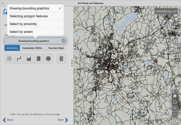 Spatial selection by drawing bounding graphics Spatial selection by drawing bounding graphics
