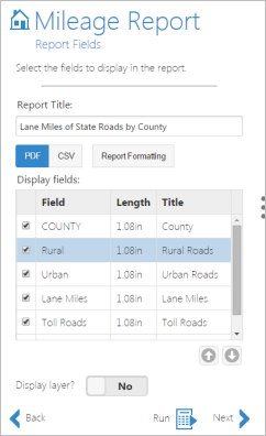 Report fields Report fields