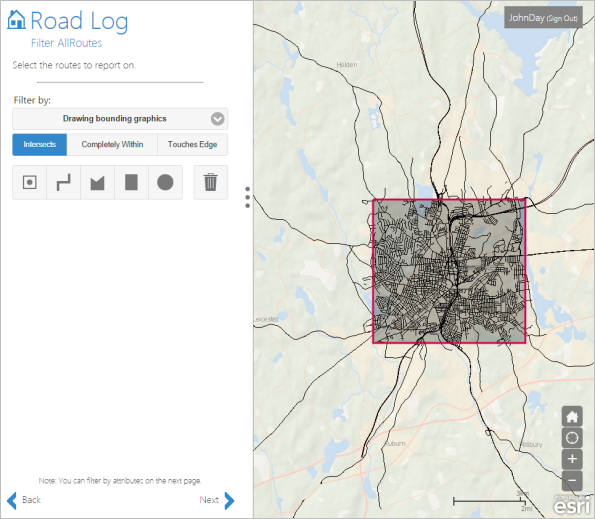 Routes that intersect the bounding graphic Routes that intersect the bounding graphic