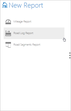 Creating a new road log report Creating a new road log report
